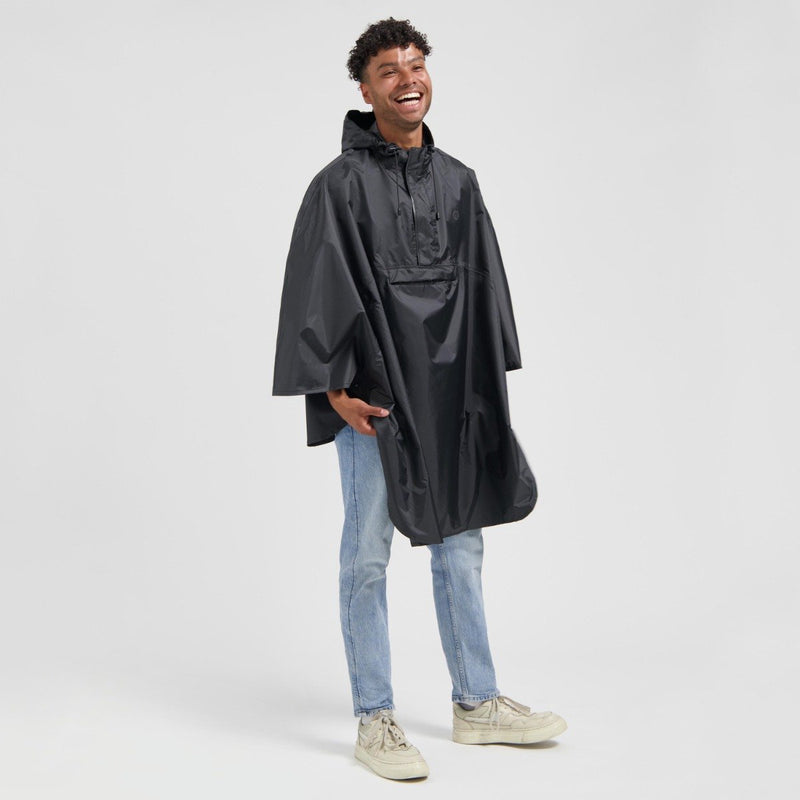 Poncho de lluvia Rogelli commuter core - impermeable - negro - talla única