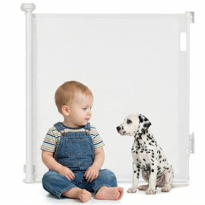 Cancello per scale avvolgibili Lionelo thea fino a 140 cm - senza soglia - doppia chiusura - resistente ai raggi UV - indicatore di chiusura - 3 clip di montaggio - cancelletto di sicurezza per animali domestici - per interni ed esterni - en 1930:2011