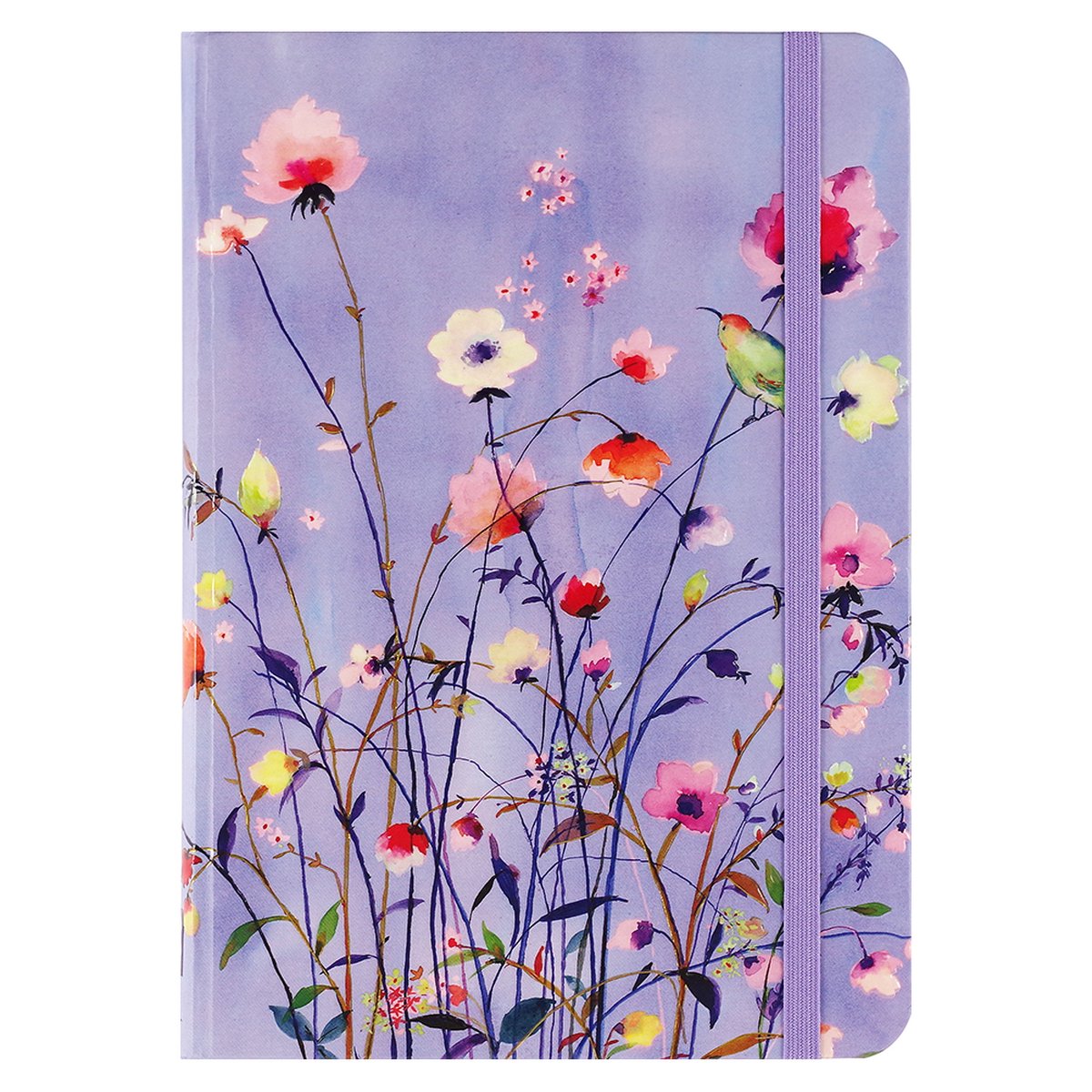 Peter pauper compacte notitieboek - lavender wildflowers - met elastieksluiting - 13x18 cm