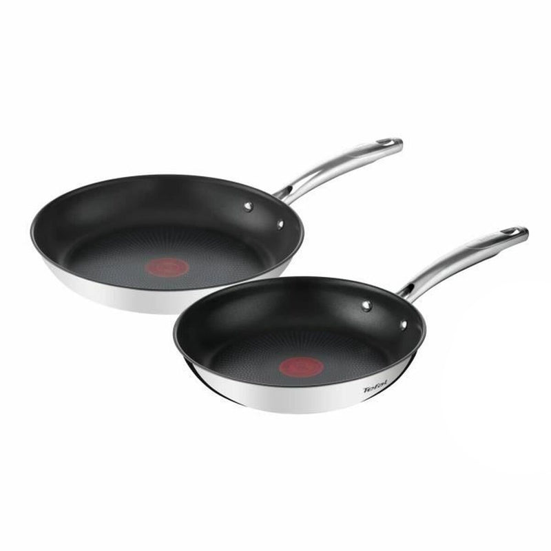 Sartenes Tefal duetto - juego de 2 - 24 28 cm - inducción, revestimiento exterior de acero inoxidable - revestimiento antiadherente