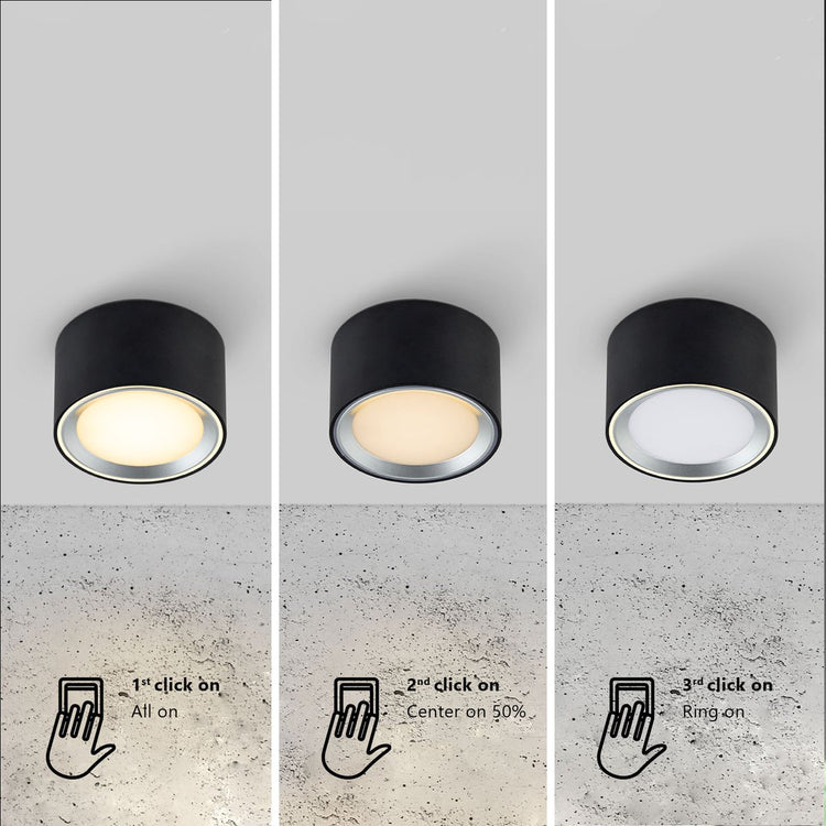 Nordlux fallon downlight di superficie-3 step moodmaker™ dimmerabile-acciaio nero