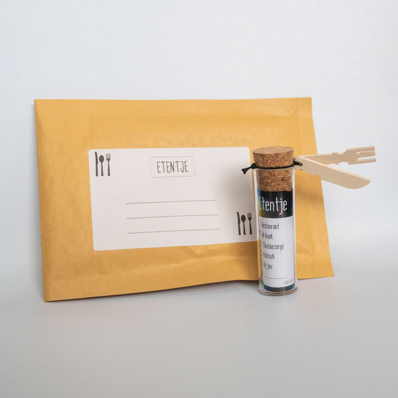Invitación sin marca para cenar sin marca, en tubo con tenedor, cuchillo y cucharón incl. sobre, agradable invitar a alguien a una cena, idea de regalo de cumpleaños, Día de la Madre, Día del Padre, regalo de vacaciones