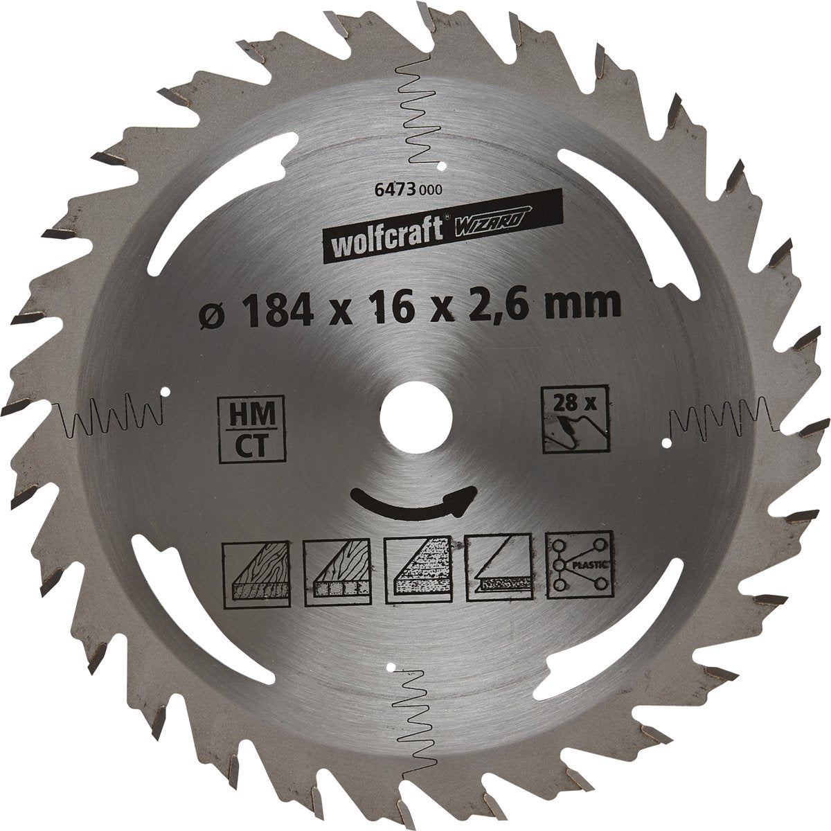 Wolfcraft - lama per sega circolare 184x16mm - 28 denti - lama per sega circolare - serie argento - 6473000