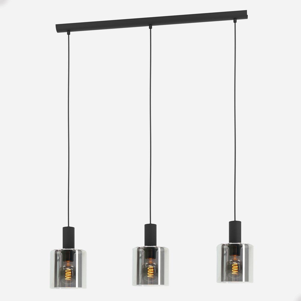 Eglo gorosiba - hanglamp - e27 - 85 cm - rookglas - zwart