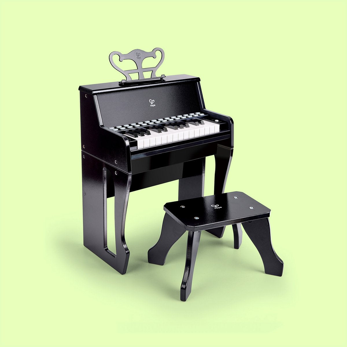 Pianoforte elettrico per bambini Hape con tasti luminosi e sgabello, nero - 25 tasti, dai 3 anni in su