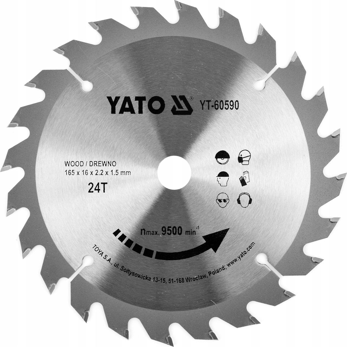 Yato cirkelzaagblad ø 165 mm - 24 t - binnendiameter 16 mm