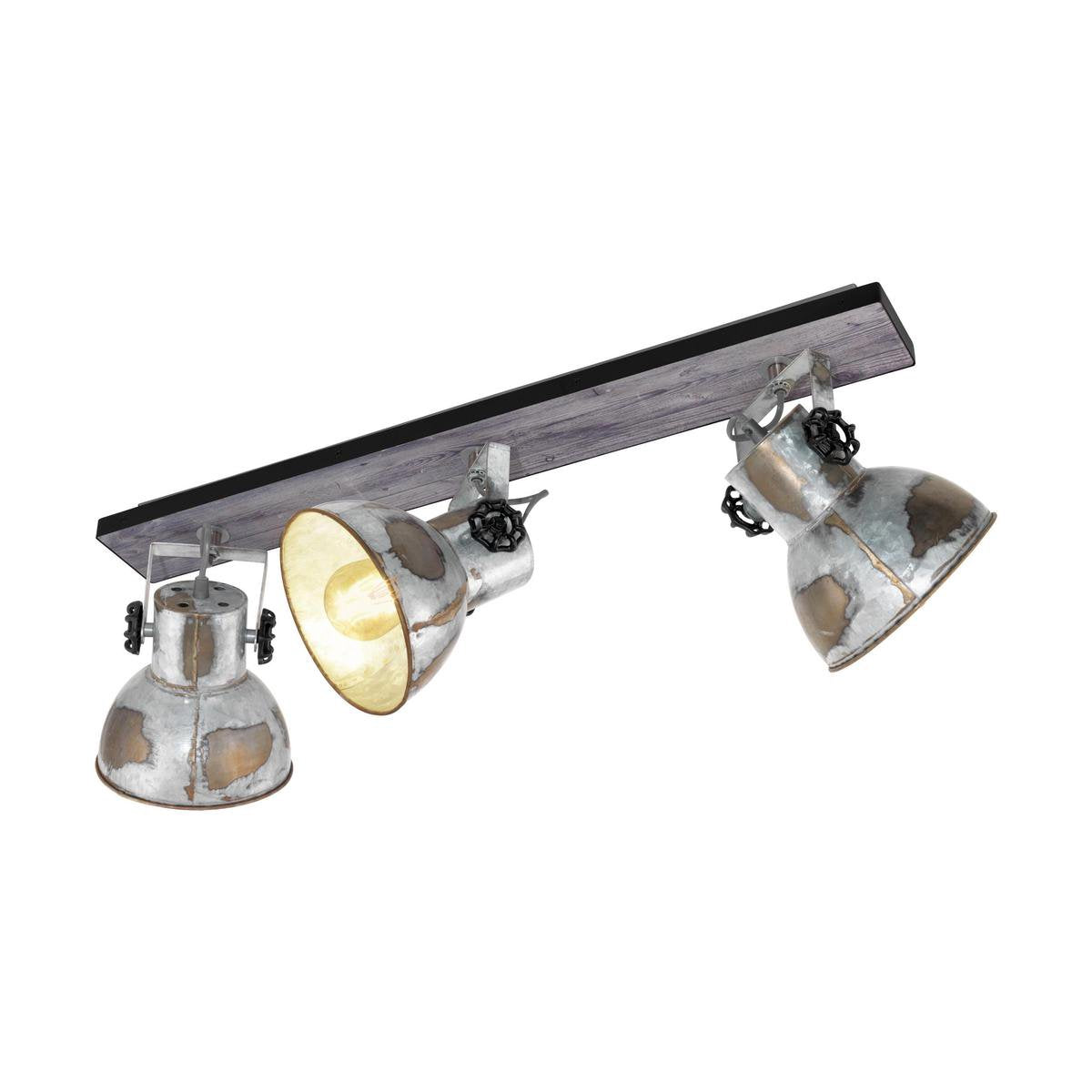 Eglo barnstaple - lampada da parete - 3 luci - e27 - marrone patina nero aspetto zinco antico