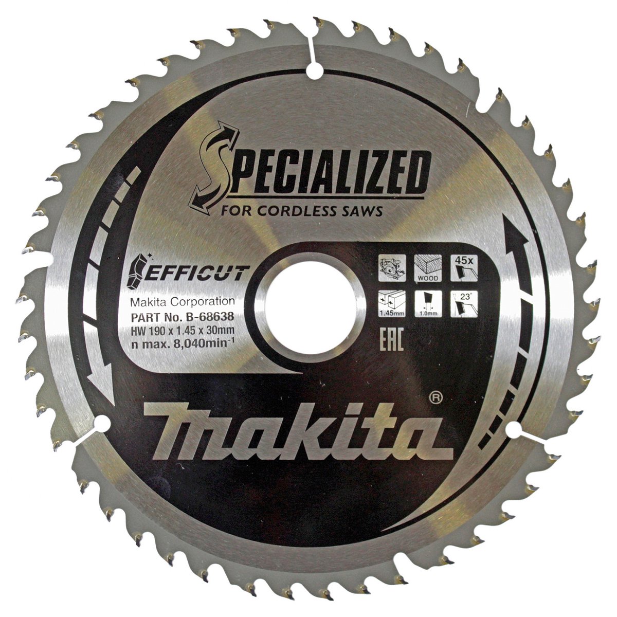 Makita cirkelzaagblad voor hout | specialized | ø 190mm asgat 30mm 45t - b-68638