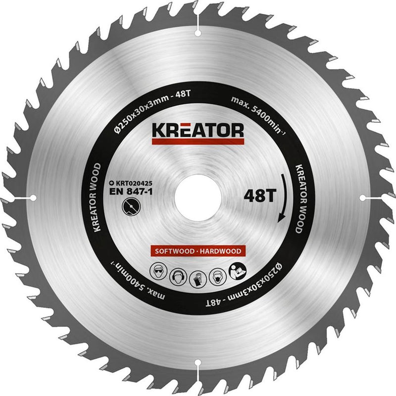 Kreator krt020425 lama per sega legno 250 mm - 48t