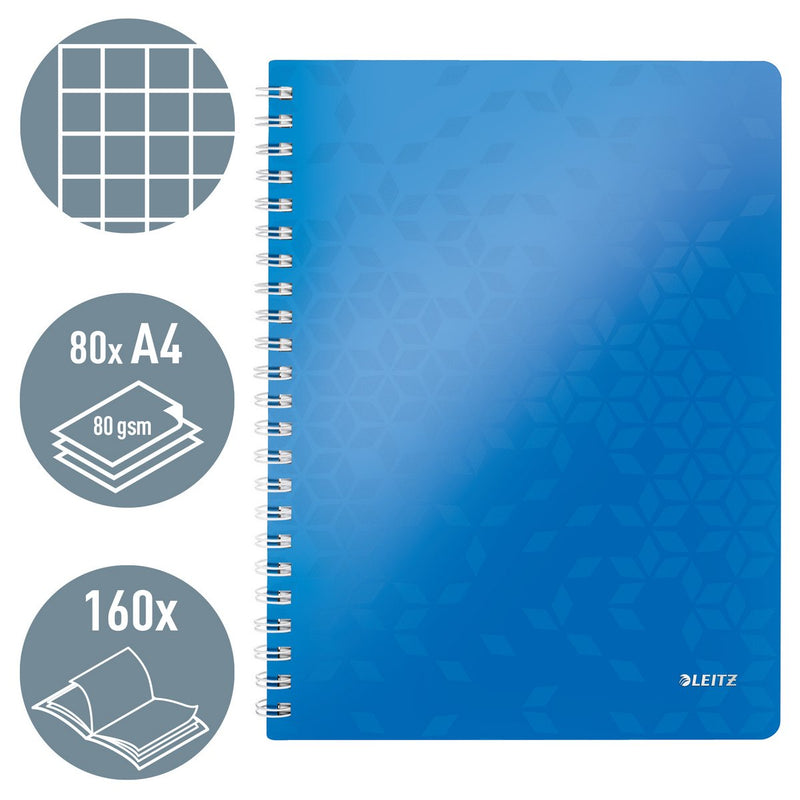 Leitz wow schrift formaat 21 x 297 cm( a4) geruit 5 mm blauw
