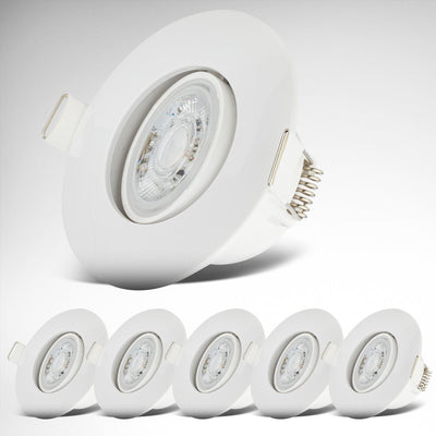 B.K.licht - LED bathroom recessed spotlights - white - set of 6 - bathroom lighting - IP65 - tiltable - 9 x 4.2 cm (DxH)