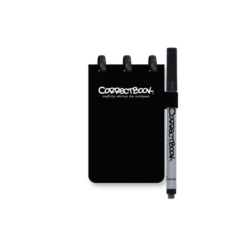 Cuaderno borrable Correctbook a7 – cuaderno reutilizable – tinta negra negra – en blanco – incluye toallita para bolígrafo – tamaño de bolsillo