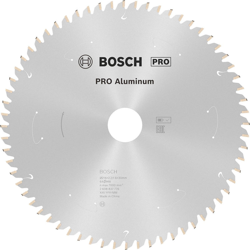 Hoja de sierra circular profesional de carburo Bosch 216 x 30 x 2,2 mm (64 dientes) - aluminio