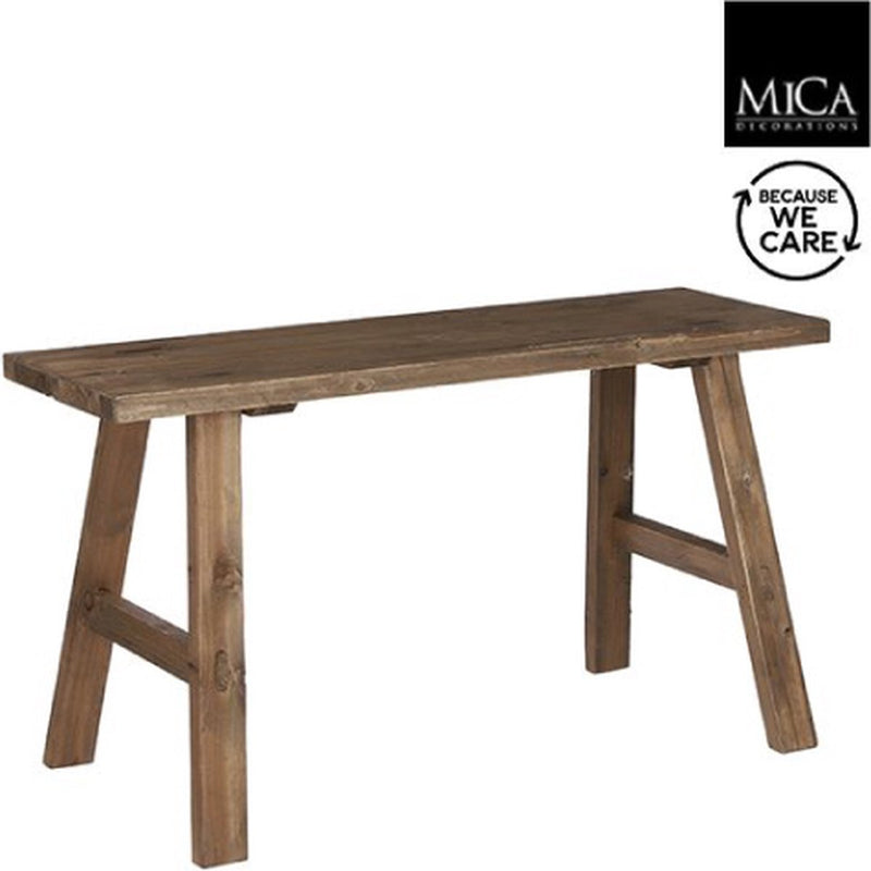 Banco de madera atrevido con decoraciones de mica - largo 80 x ancho 37 x alto 44 cm - madera reciclada - marrón