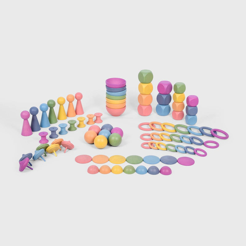 Super set in legno arcobaleno Tickit® | mega set da gioco e selezione in legno grande | 84 pezzi