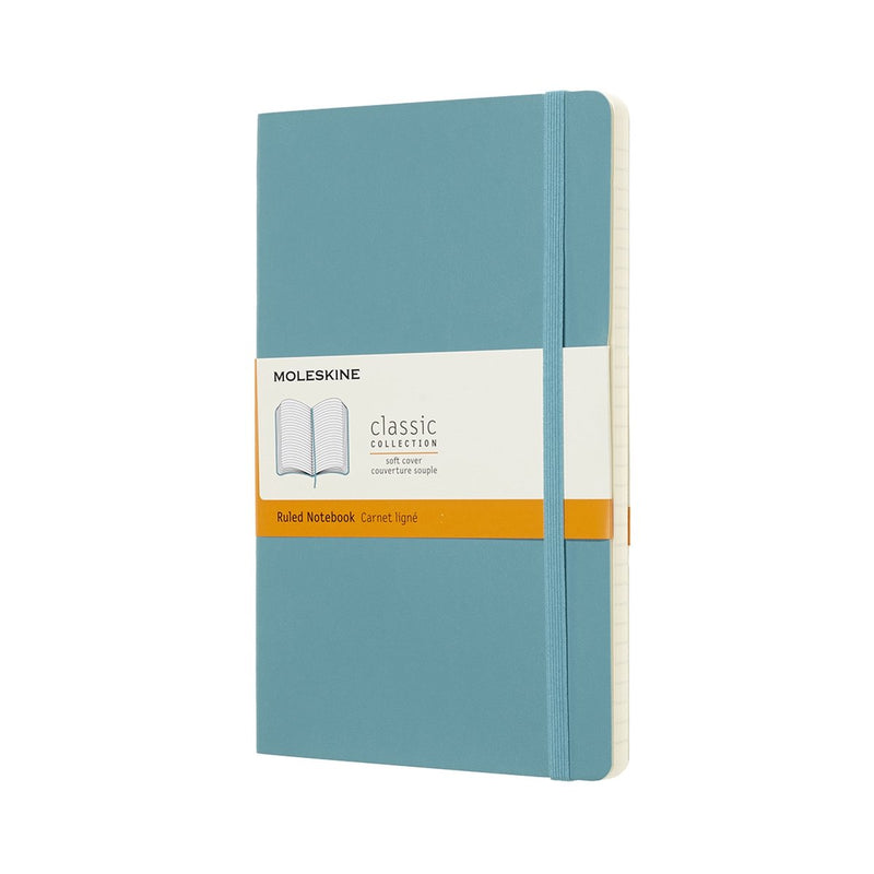 Taccuino classico Moleskine - grande - copertina morbida - a righe - blu reef