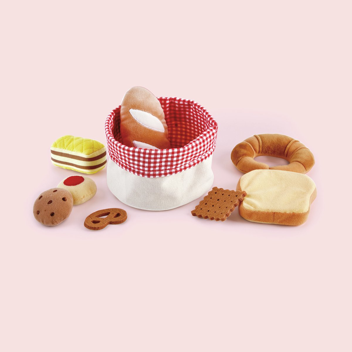 Hape broodmandje - speelgoed bakkerij set van vilt voor peuters vanaf 18 maanden, 9-delig