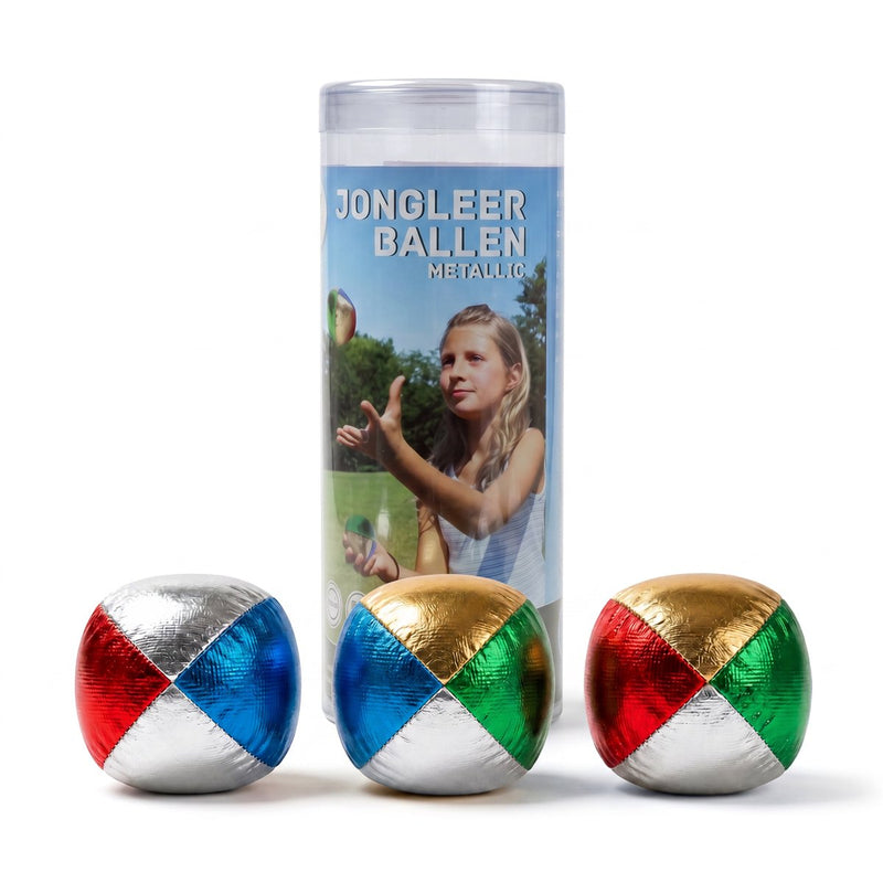 Palline da giocoleria Engelhart metalliche 2,5 – quadricolori (blu, rosso, giallo, verde) – set in tubo trasparente – gioco di magia da giocoleria –