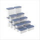 Rotho domino - set voorraadbussen en strooibussen 18-delig - vaatwasser bestendig - blauw