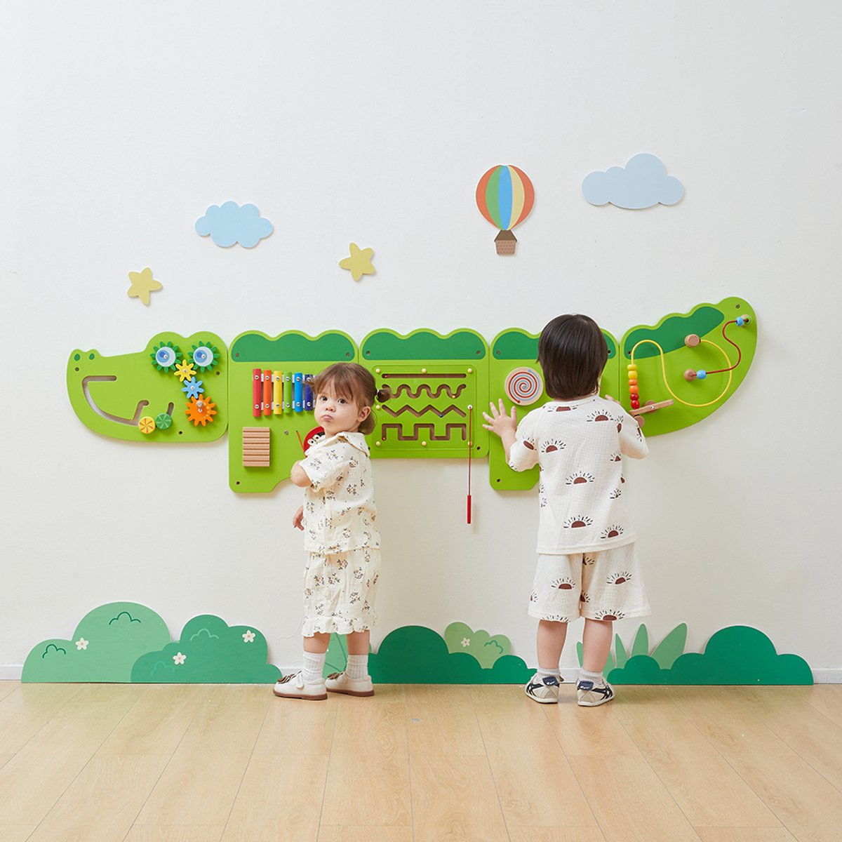 Vigatoys - madera - tablero de juego de pared - cocodrilo junior grande - longitud 180 cm