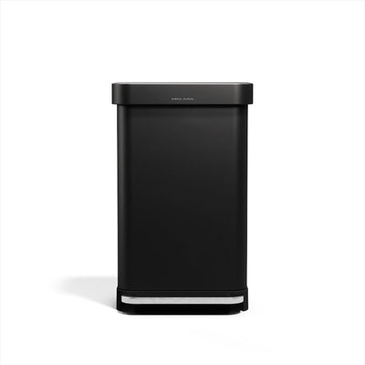 Papelera con pedal rectangular Simplehuman - 45 l - con soporte para bolsas - acero inoxidable negro mate