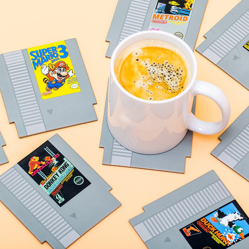 Paladone Sottobicchieri per cartucce Nintendo Nes - Sottobicchieri retrò per giocatori, set di 8, con licenza ufficiale -