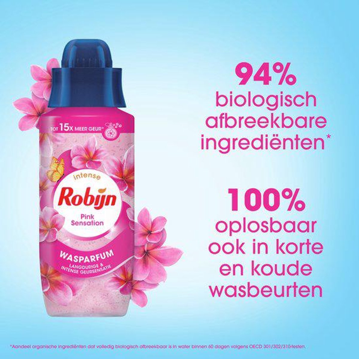 Robijn intense wasparfum - pink sensation - geeft je kleding een langdurige, intense geur - 342 ml