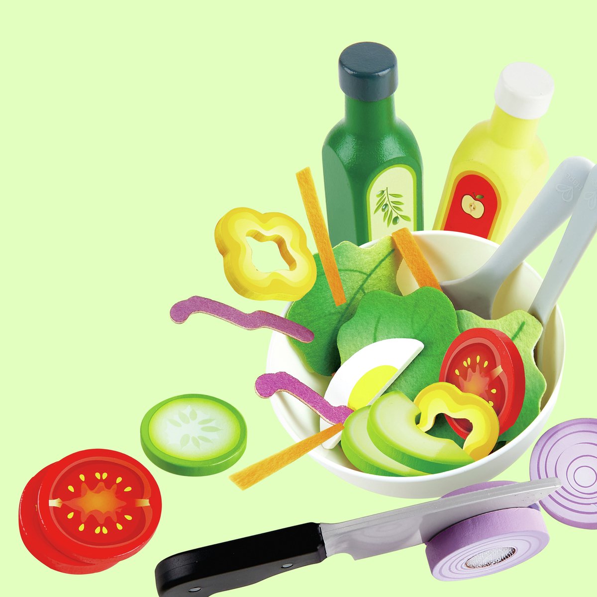 Set da gioco per insalata Hape - Accessorio da cucina da gioco da 39 pezzi con verdure, ciotola e condimento, a partire da 3 anni