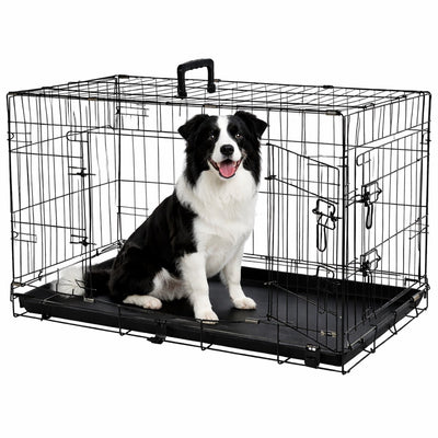 Jaula para perros Flamingo l – Jaula para perros plegable para coche – Jaula para perros jaula de alambre mezo negro – 92x56x64 cm – resistente, práctica