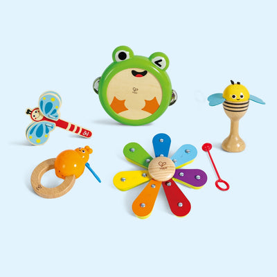 Kit de ritmo Hape Nature Band - Juego de instrumentos de percusión Nature para niños a partir de 2 años - 6 piezas