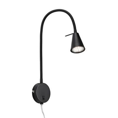 Briloner tusa - Lámpara de pared LED - Lámpara de escritorio giratoria - Lámpara de noche con luz blanca cálida - 4,7 W - Negro - ø8 x 45 cm