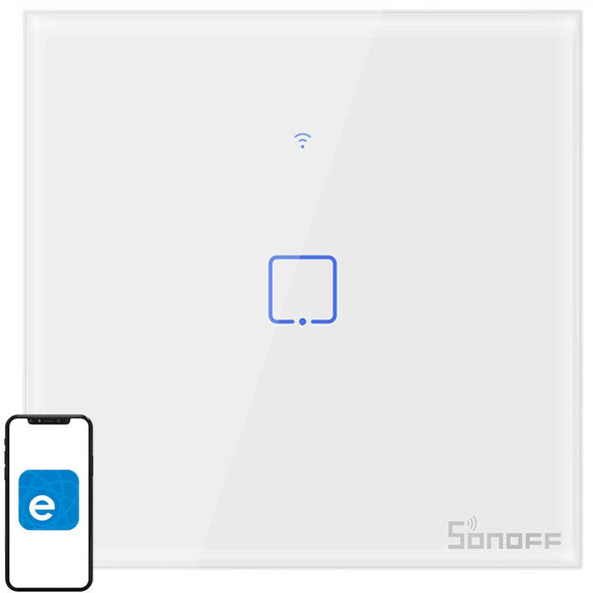 Sonoff touch-lichtschakelaar wifi + rf 433 t1 eu tx (1-kanaals)