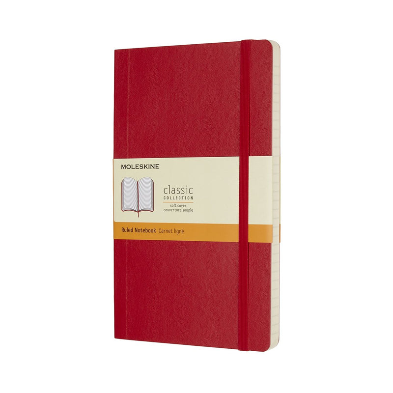Taccuino classico Moleskine - grande - copertina morbida - a righe - rosso