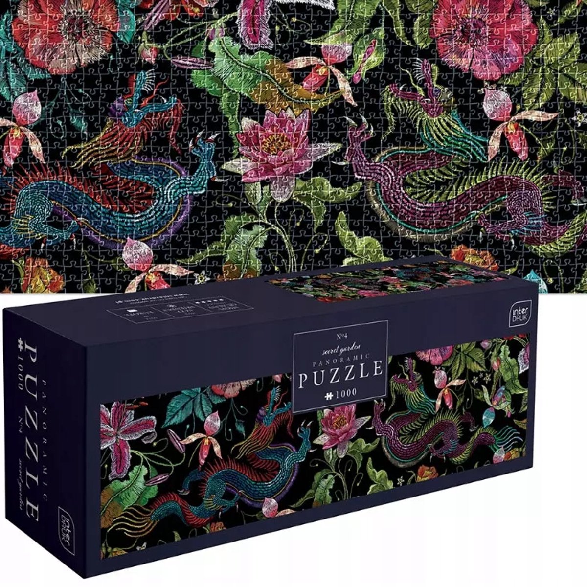 Rompecabezas de juegos de Geronimo - 1000 piezas - rompecabezas panorámico interdruk - flores del jardín secreto -