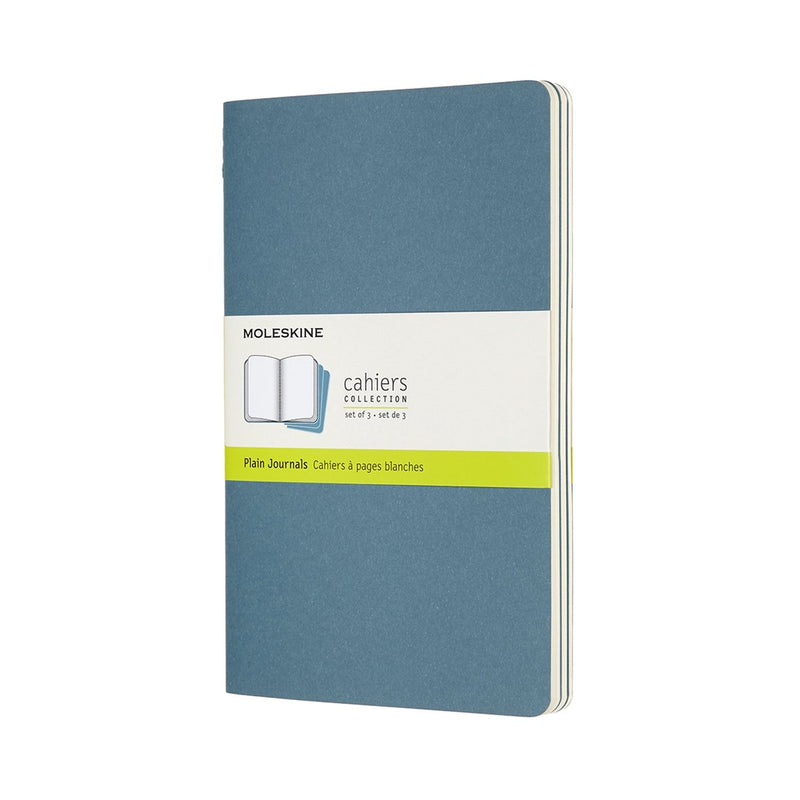 Moleskine cahier journals - large - blanco - blauw - set van 3