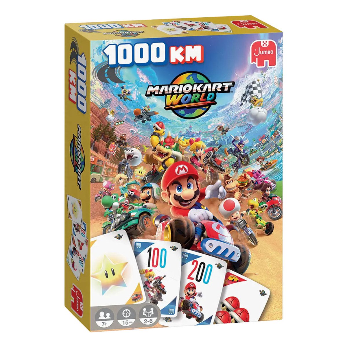Gioco di carte Jumbo Mario Kart World 1000km edizione tascabile per bambini.