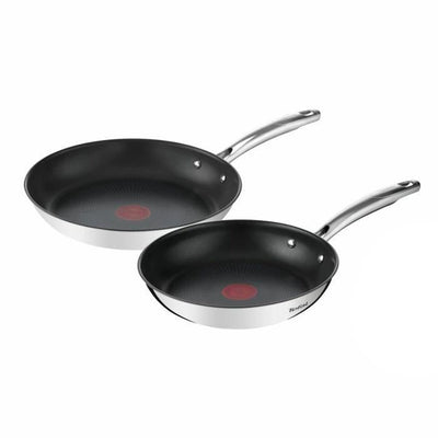 Tefal duetto frying pans - set of 2 - 24 28 cm - induction, stainless steel outer coating - non-stick coating