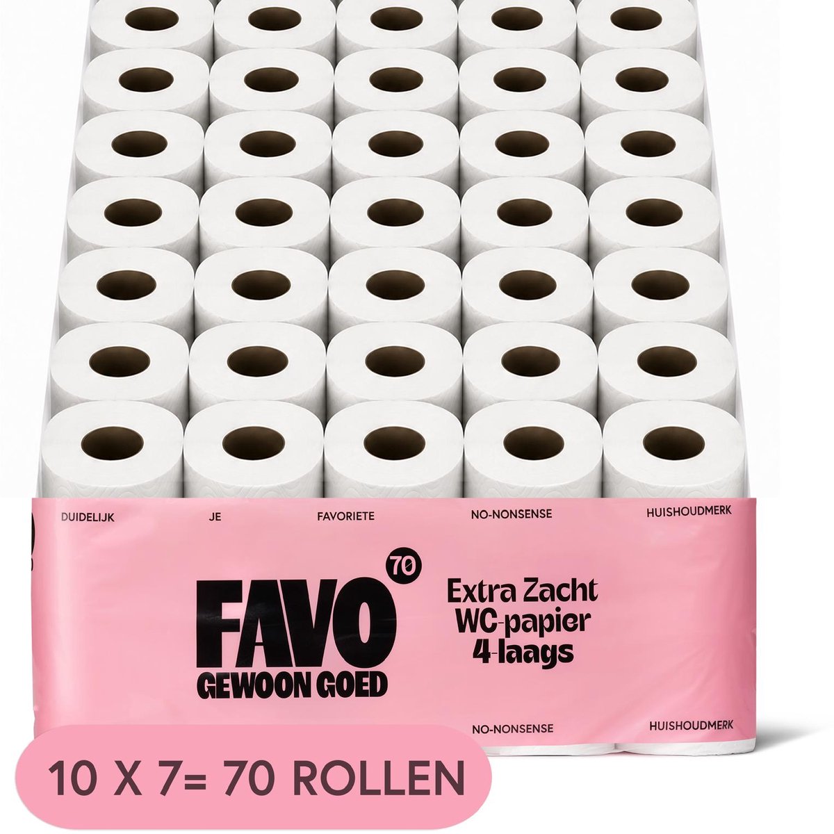 Papel higiénico Favo just good favo - 4 capas - 70 rollos - 160 hojas por rollo - papel higiénico extra suave y resistente - paquete económico