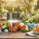 Candela led Arti casa con stoppino mobile - 3 stoppini - timer 6 ore - ø15 x 20 cm - grigio