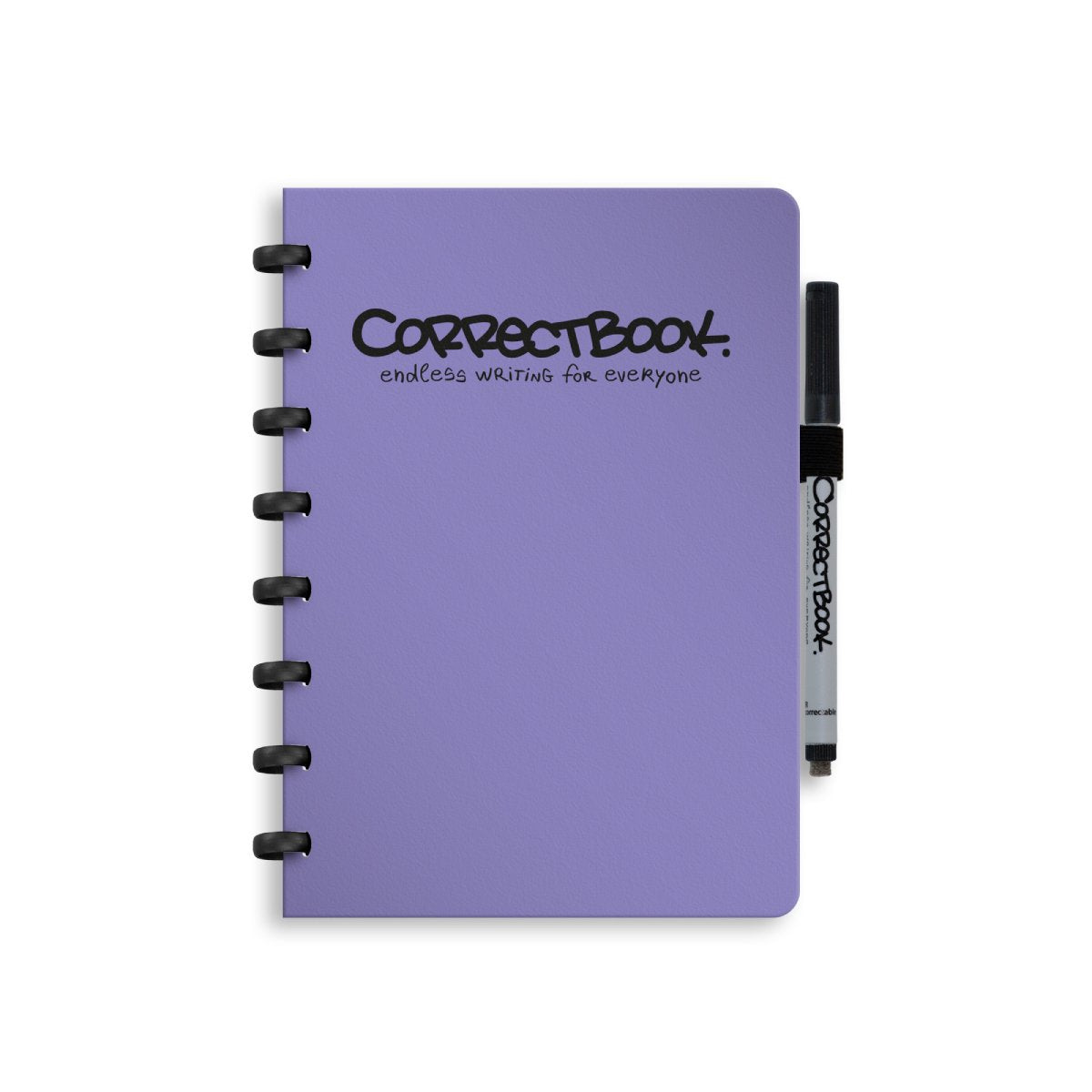 Cuaderno borrable Correctbook a5 – cuaderno reutilizable – violeta petunia – en blanco – incluye toallita para bolígrafo – se puede complementar con páginas adicionales