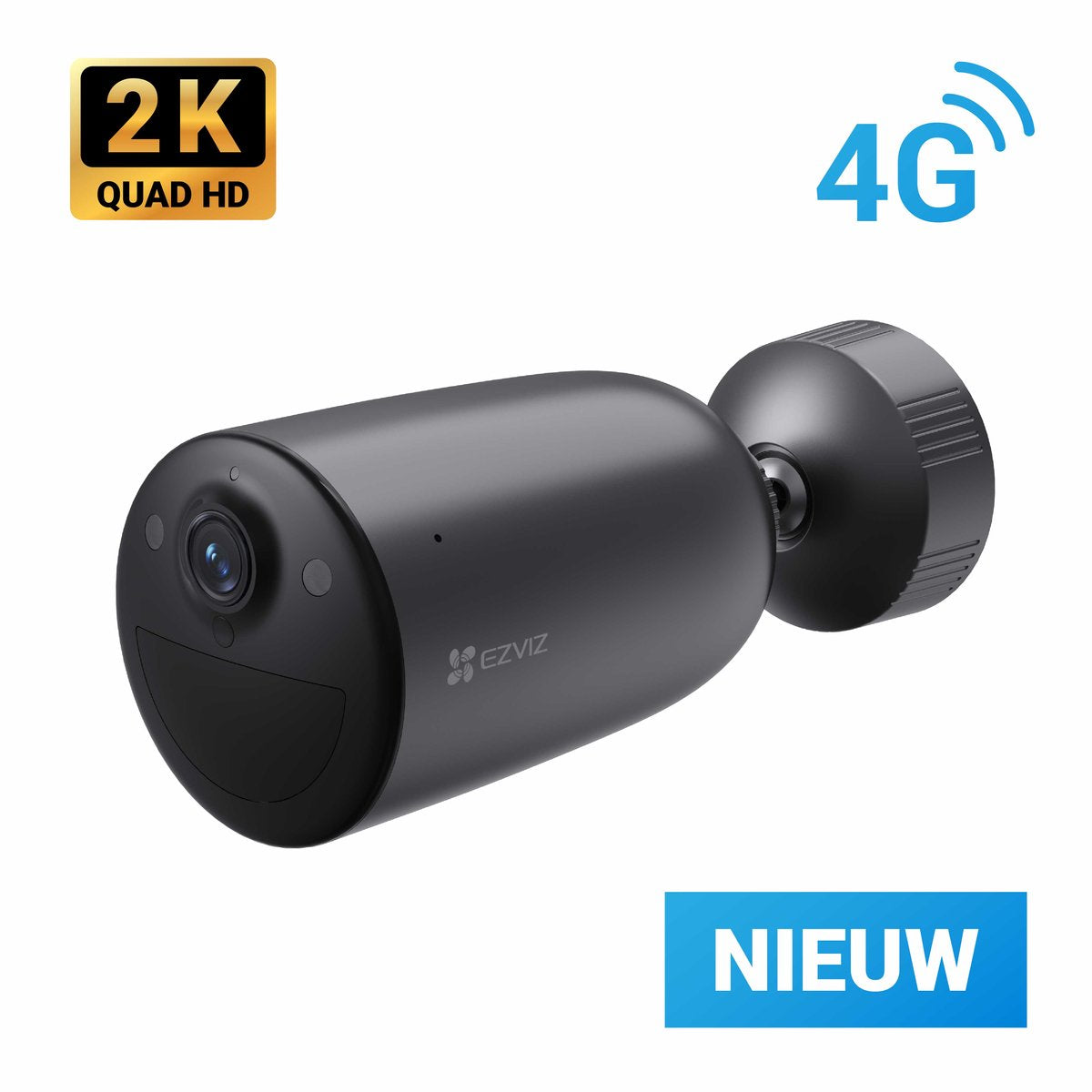Ezviz Eb3 4G - telecamera di sicurezza esterna wireless - visione notturna, rilevamento AI resistente alle intemperie - risoluzione 2K - funziona con Google Assistant Alexa