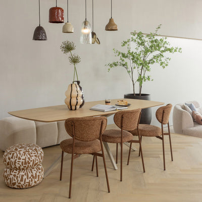 Pouf Wood Anic - poliestere - motivo grafico - marrone - 40x43x43