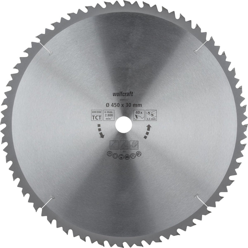 Wolfcraft - lama per sega circolare da tavolo 450x30mm - 40 denti - lama per sega da tavolo - serie marrone - 6595000