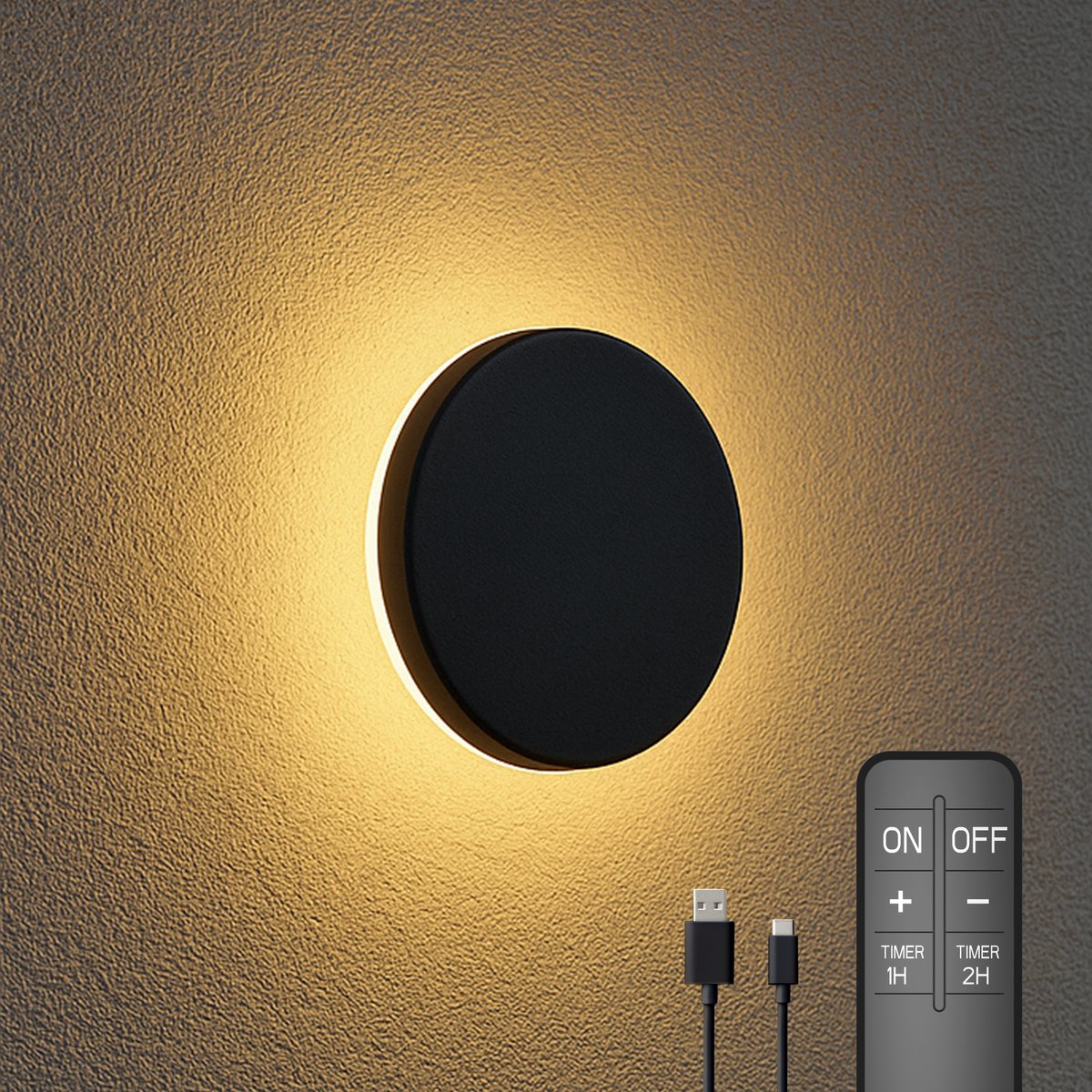 Calex holland calex siderno aplique 20cm - recargable y regulable - uso interior y exterior - negro