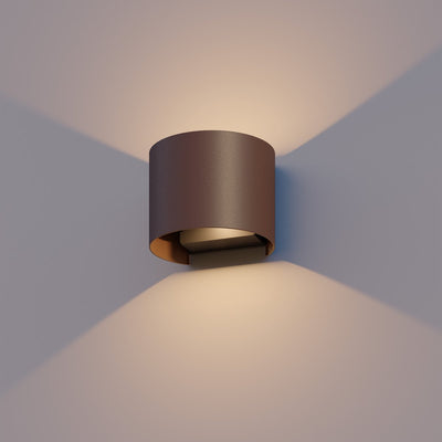 Calex LED wall lamp Verona - oval - LED up down - adjustable beam angle - 7w - garden lighting - modern design - warm white light - for indoors and outdoors - rust color