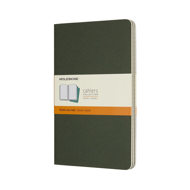 Quaderni cahier Moleskine - grandi - a righe - verdi - set da 3