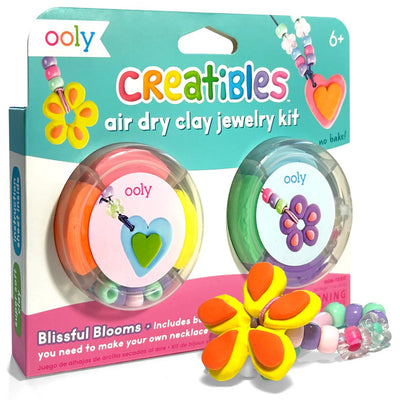 Ooly - creatibles - kit de arcilla seca al aire - kit de joyería - flores dichosas