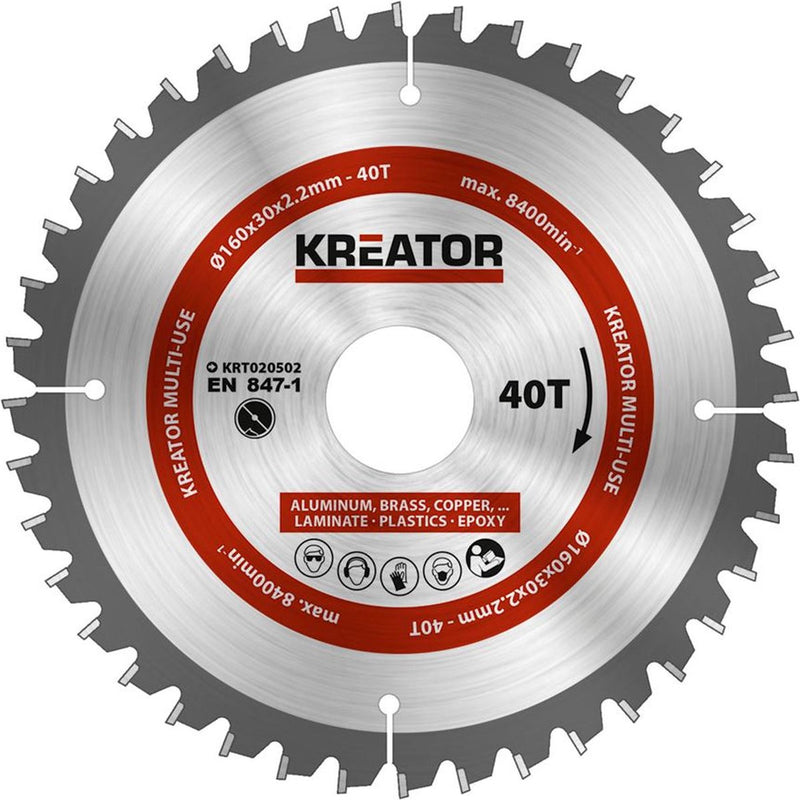 Kreator krt020502 hoja de sierra universal 160 mm - 40t