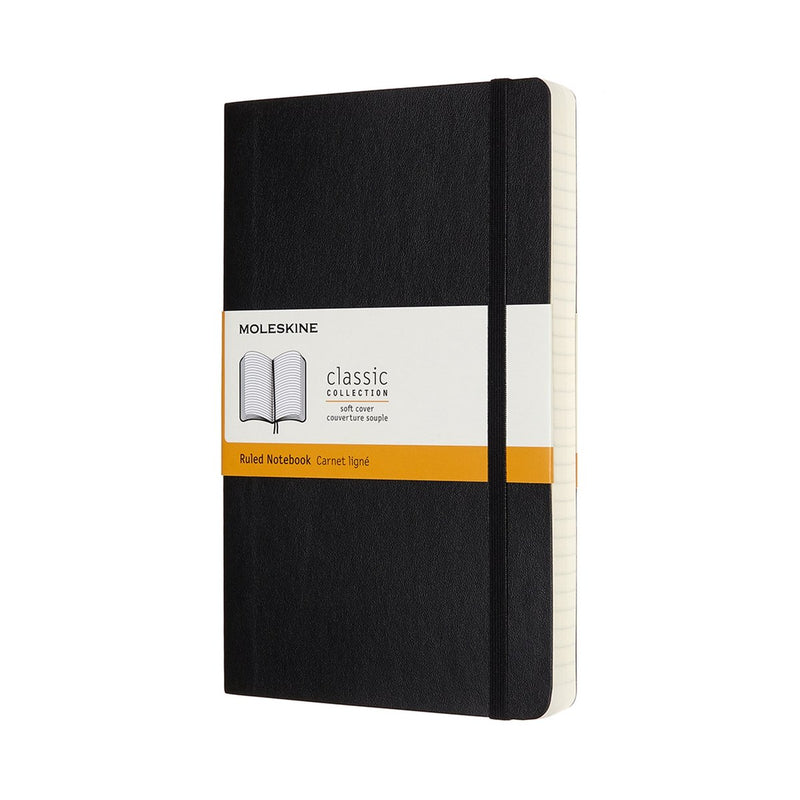 Taccuino classico Moleskine - espanso - grande - copertina morbida - a righe - nero