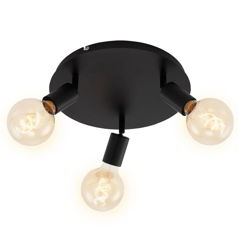 Briloner Pearl - faretto da soffitto a 3 luci - lampada da soffitto retrò vintage - teste dei faretti ruotabili - 3x E27 - max. 60w - metallo - nero - ø 30cm